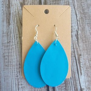 Blue Faux Leather Earrings